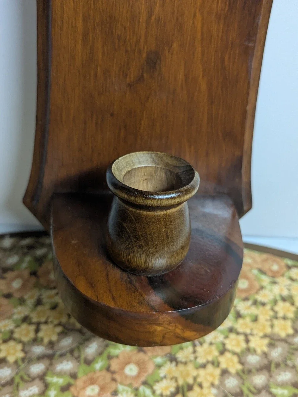 Vintage Wood Wall Sconce  Brown